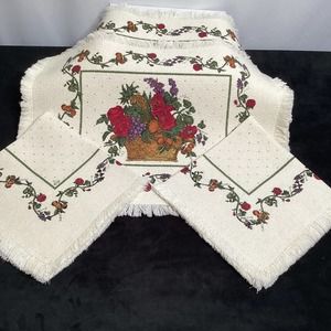 Set of Two Fruit and flowers Placemats and two napkins